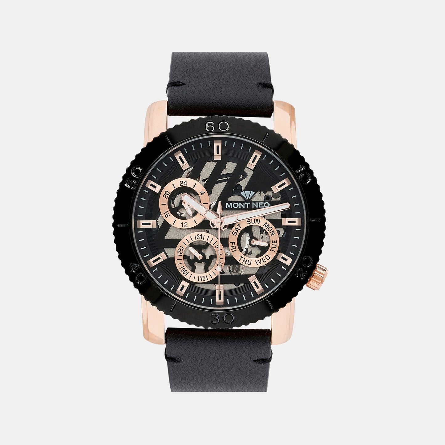 Men's Quartz Black Chronograph Stainless Steel Watch 8017M-L3404