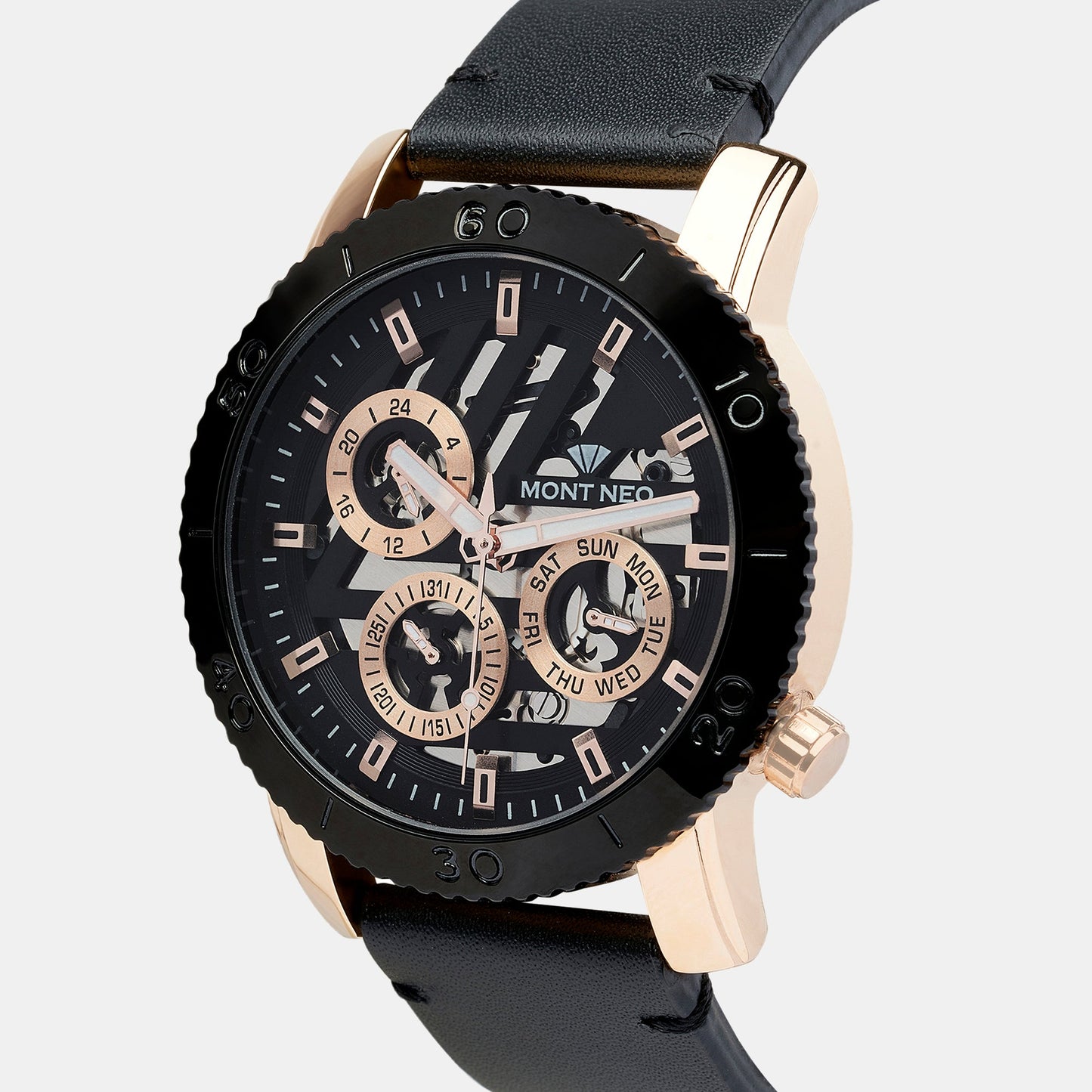 Men's Quartz Black Chronograph Stainless Steel Watch 8017M-L3404