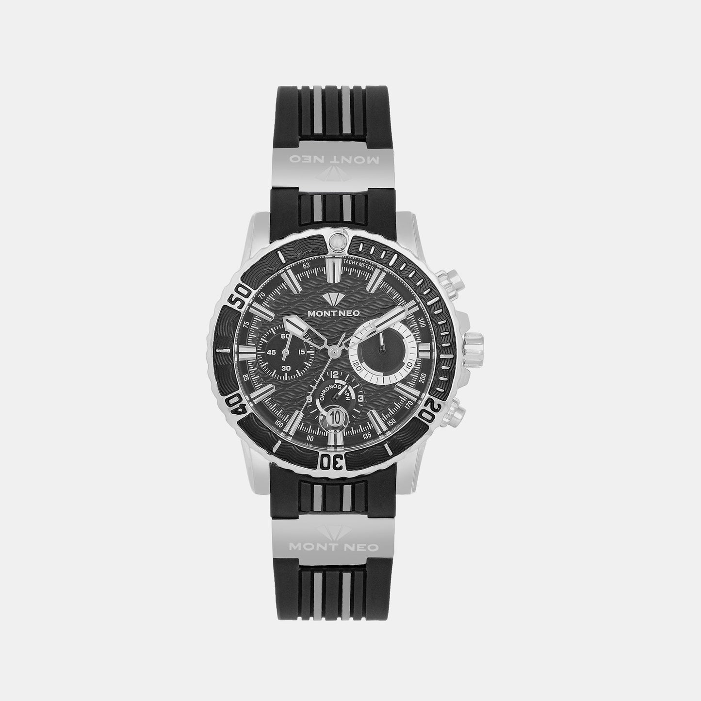 Men's Black Chronograph Pu Watch 3504C-P1404