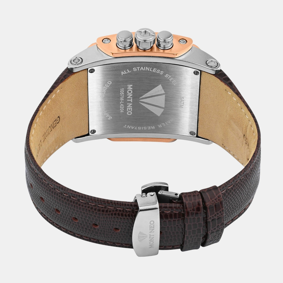 Men Quartz Silver Dial Multi-Function Leather Watch G1057M-L1303