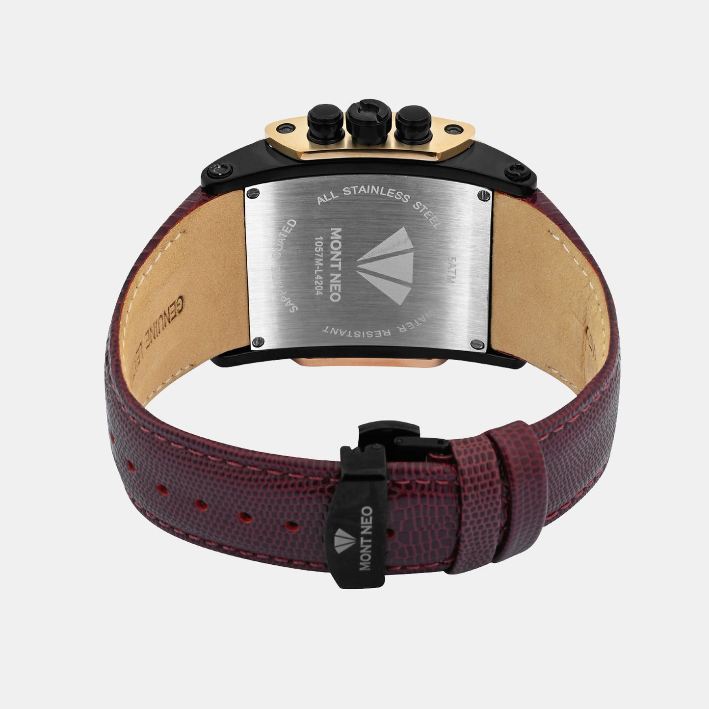 Men Quartz Silver Dial Multi-Function Leather Watch 1057M-L4204