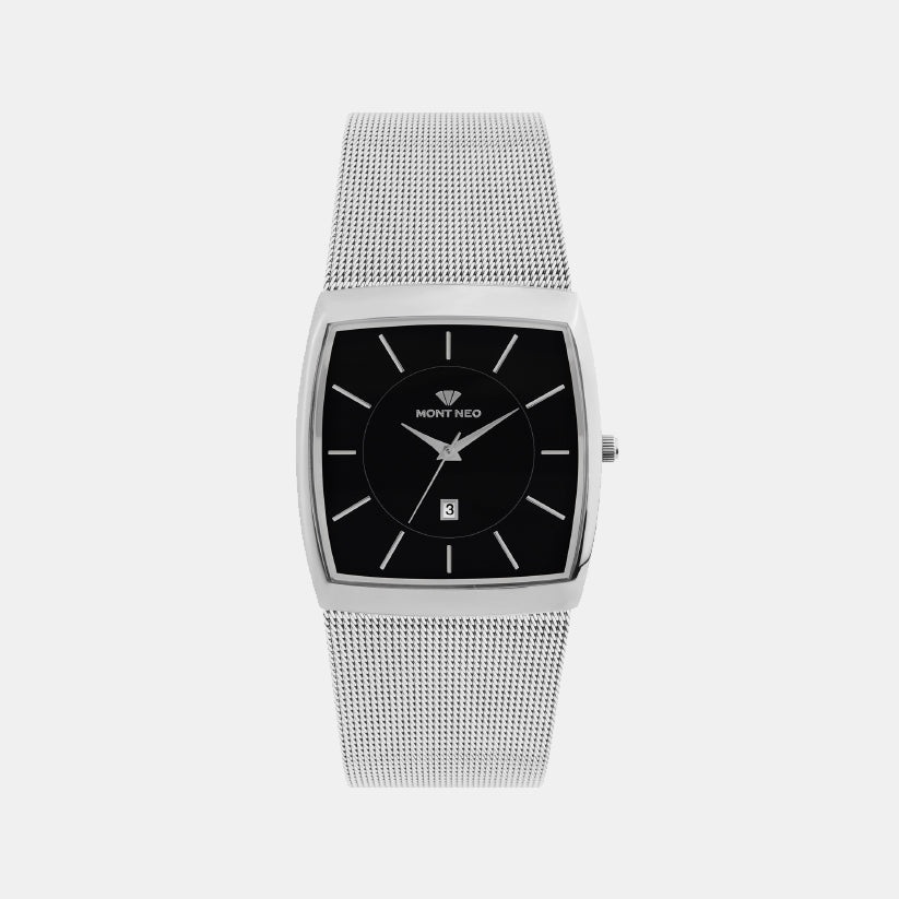 Men Quartz Black Dial Analog Mesh Watch 1060E-B4412