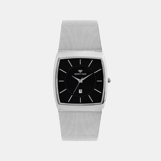 Men Quartz Black Dial Analog Mesh Watch 1060E-B4412