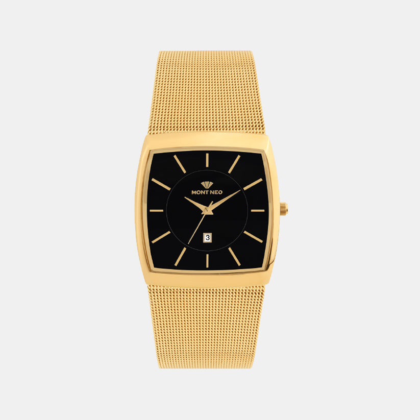 Men Quartz Black Dial Analog Mesh Watch 1060E-B2204