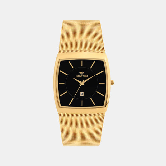 Men Quartz Black Dial Analog Mesh Watch 1060E-B2204