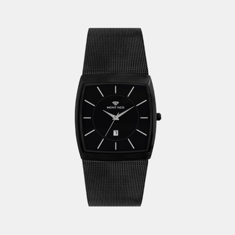 Men Quartz Black Dial Analog Mesh Watch 1060E-B4404