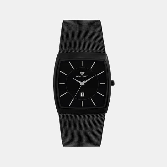 Men Quartz Black Dial Analog Mesh Watch 1060E-B4404