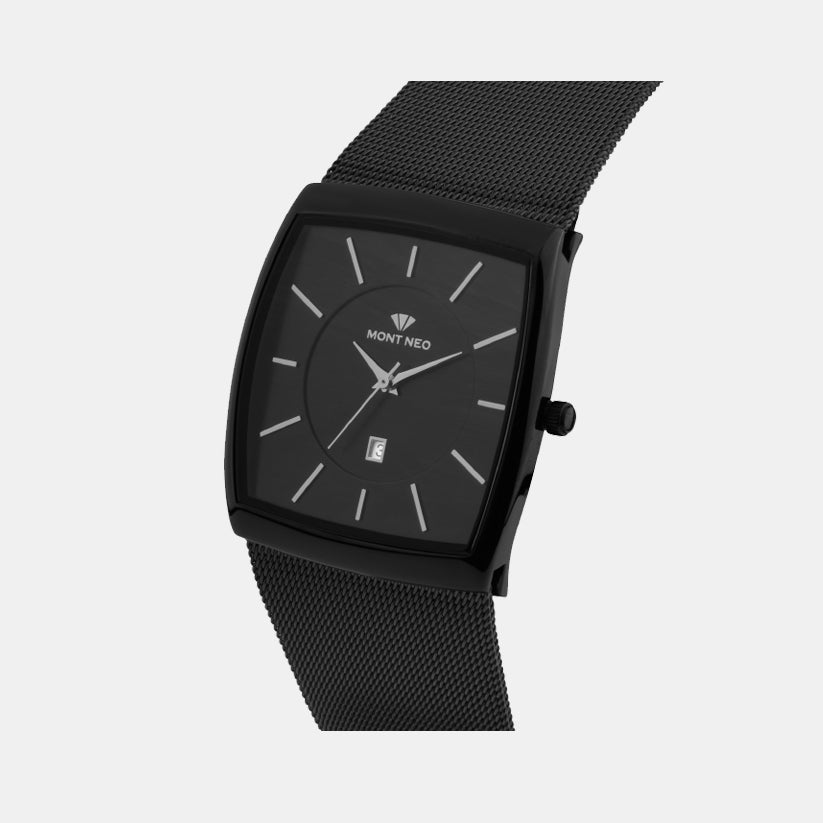Men Quartz Black Dial Analog Mesh Watch 1060E-B4404