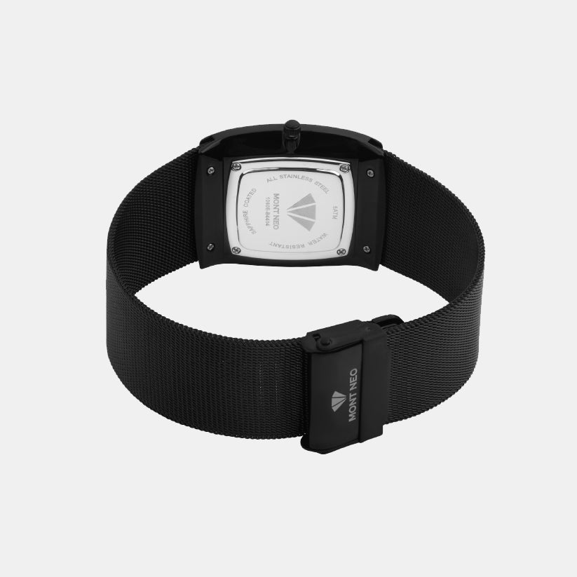Men Quartz Black Dial Analog Mesh Watch 1060E-B4404