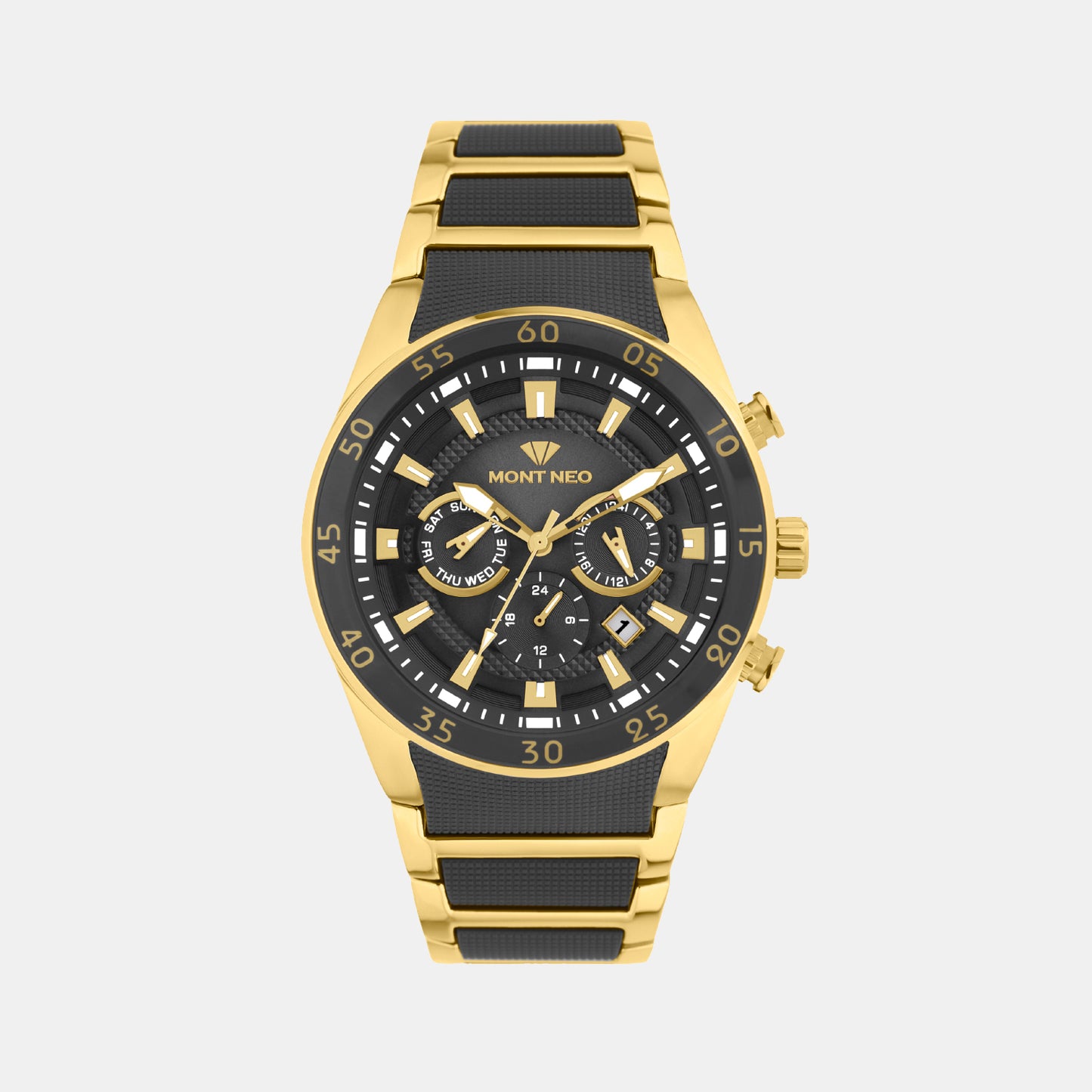 Men Quartz Black Dial Multi-Function Metal Watch 1062M-M2404
