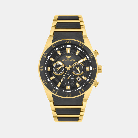 Men Quartz Black Dial Multi-Function Metal Watch 1062M-M2404