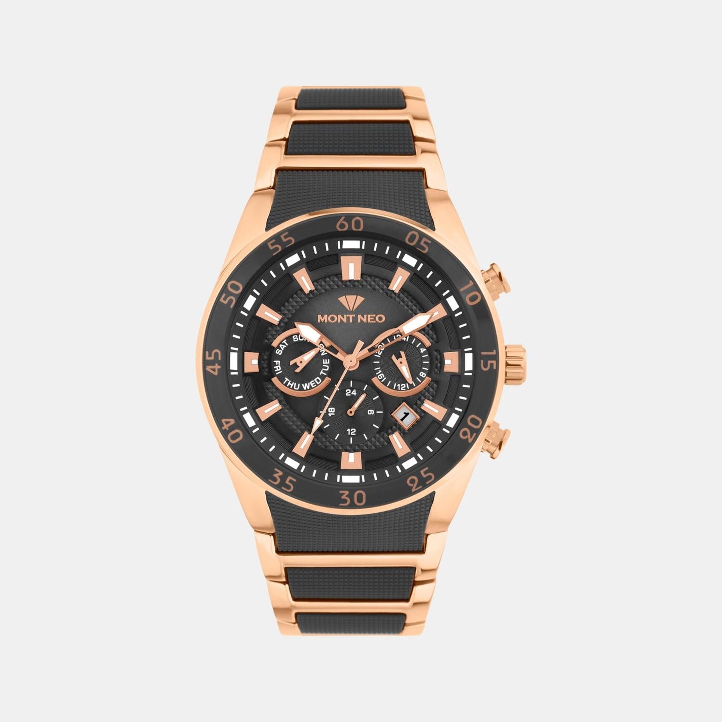 Men Quartz Black Dial Multi-Function Metal Watch G1062M-M2404