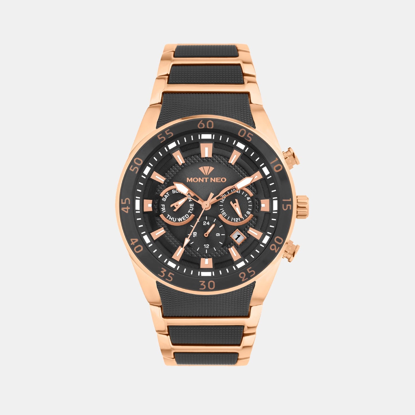 Men Quartz Black Dial Multi-Function Metal Watch G1062M-M3404