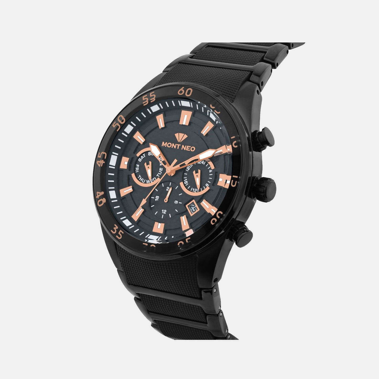 Men Quartz Black Dial Multi-Function Metal Watch G1062M-M4404