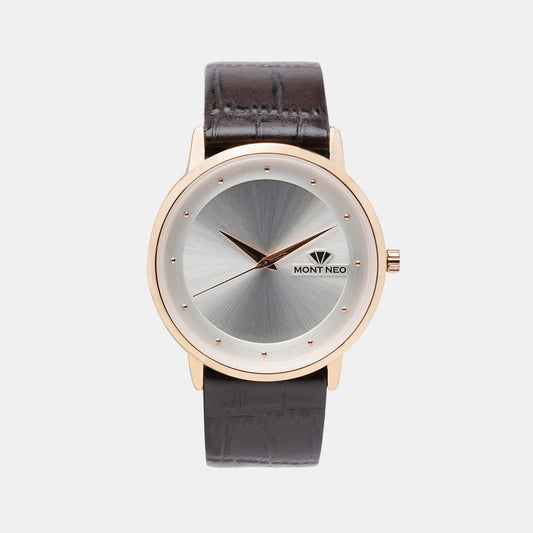 Men's Timeless Silver Analog  Leather Watch 8004T-L3303