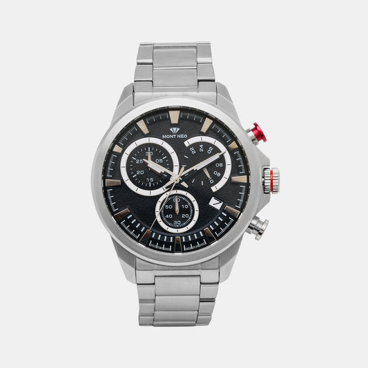 Men's Classic Black Chronograph Stainless Steel Watch 7011M-M1104