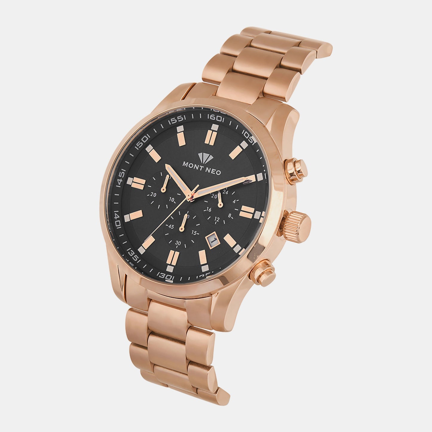 Men's Black Chronograph Stainless Steel Watch 1032C-M3304