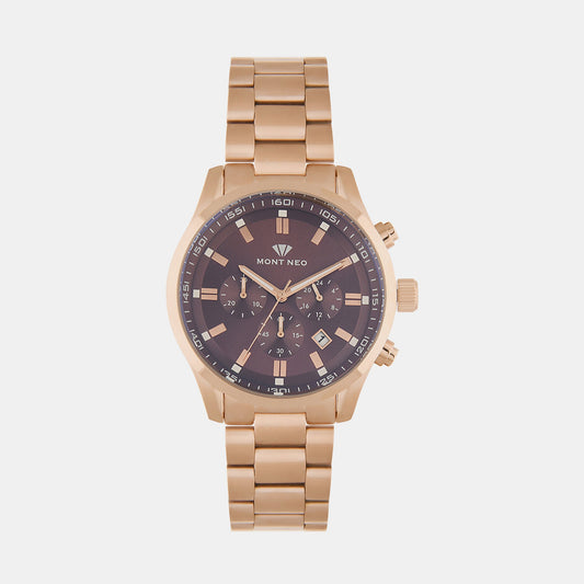 Men's Brown Chronograph Stainless Steel Watch 1032C-M3306