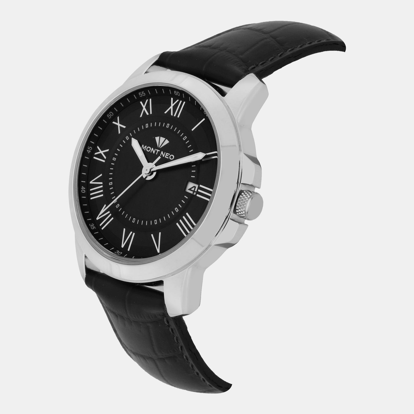 Men's Black Analog Leather Watch 8002E-L1104