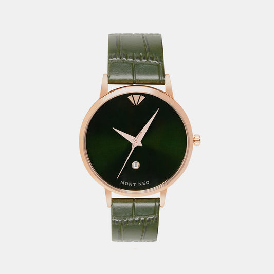 Men's Green Analog Leather Watch G1034E-L3314