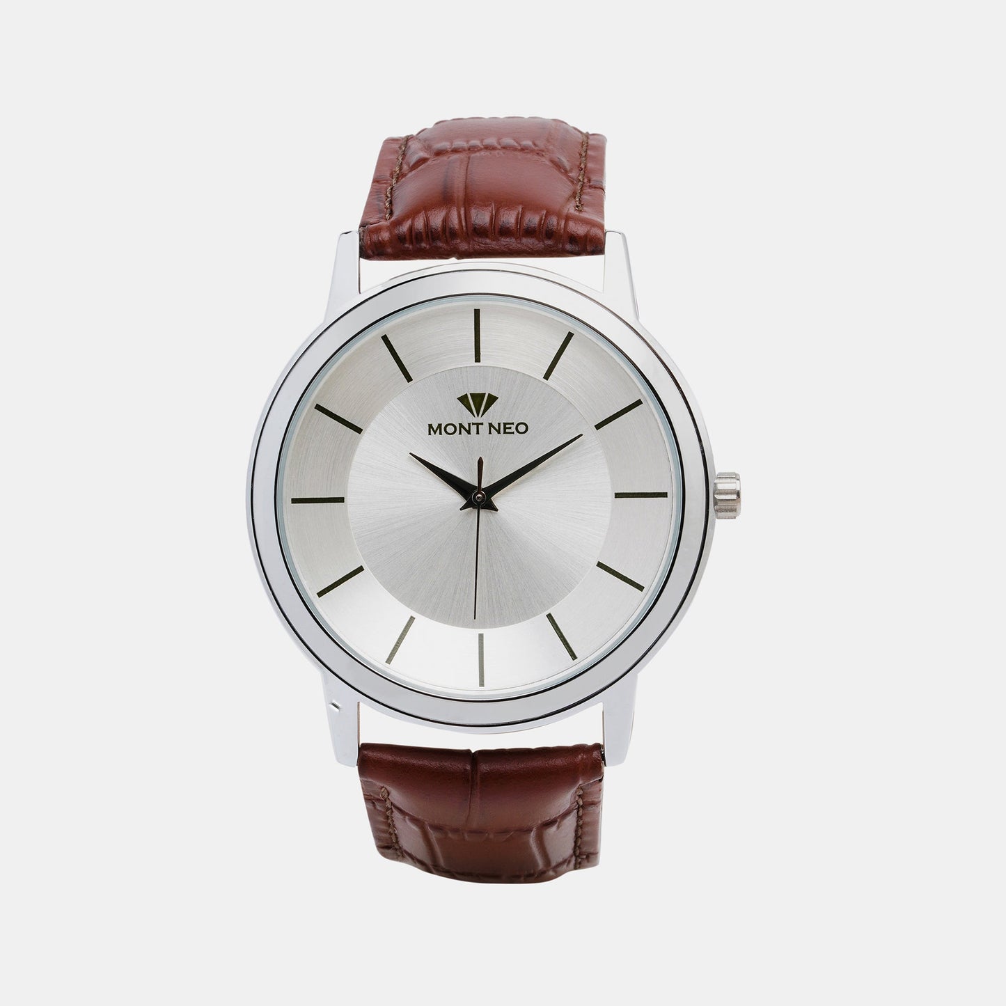 Men's Elegant Silver Analog Leather Watch 8003T-L1103