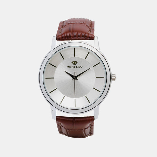 Men's Elegant Silver Analog  Leather Watch 8003T-L1103