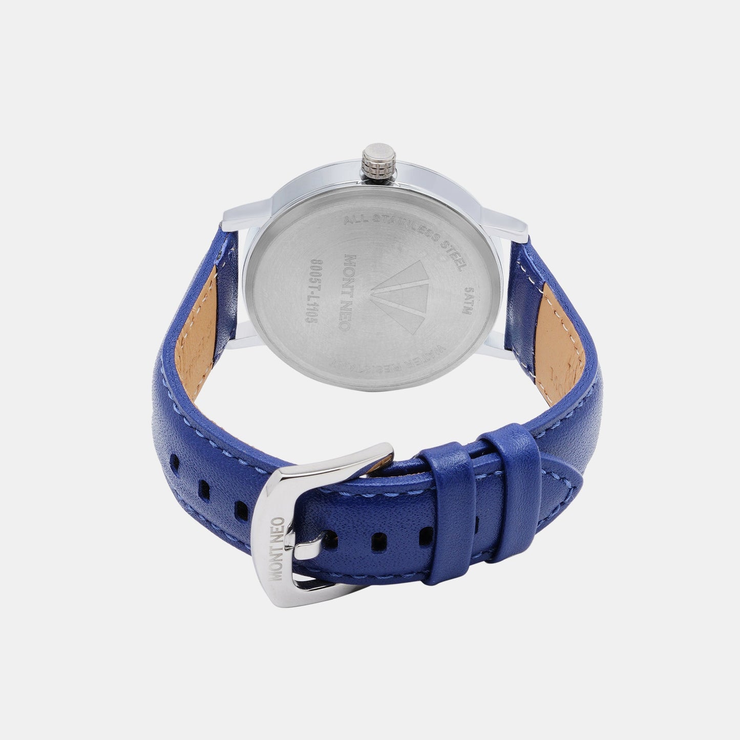 Men's Elegant Silver Analog Leather Watch 8005T-L1105
