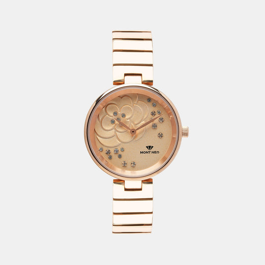 Women's Charming Rose Gold Analog Stainless Steel Watch 7504B-M3307