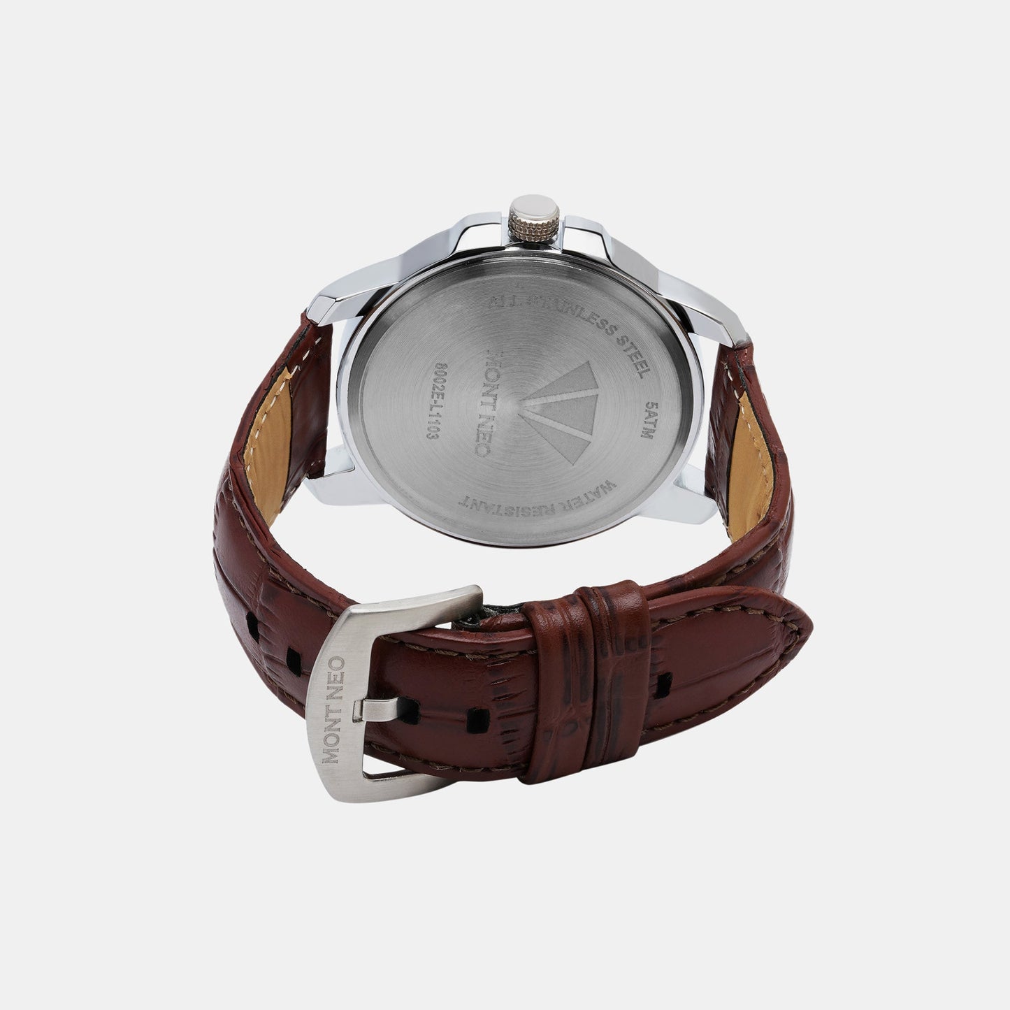 Men's Classic Silver Analog Leather Watch 8002E-L1103