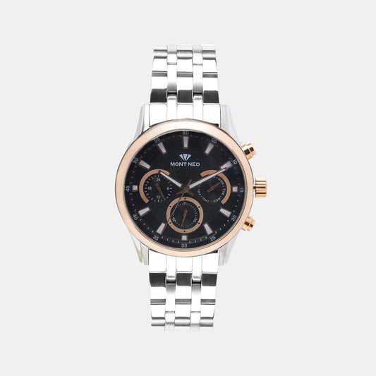 Men's Sleek Black Chronograph  Stainless Steel Watch 7008C-M1304