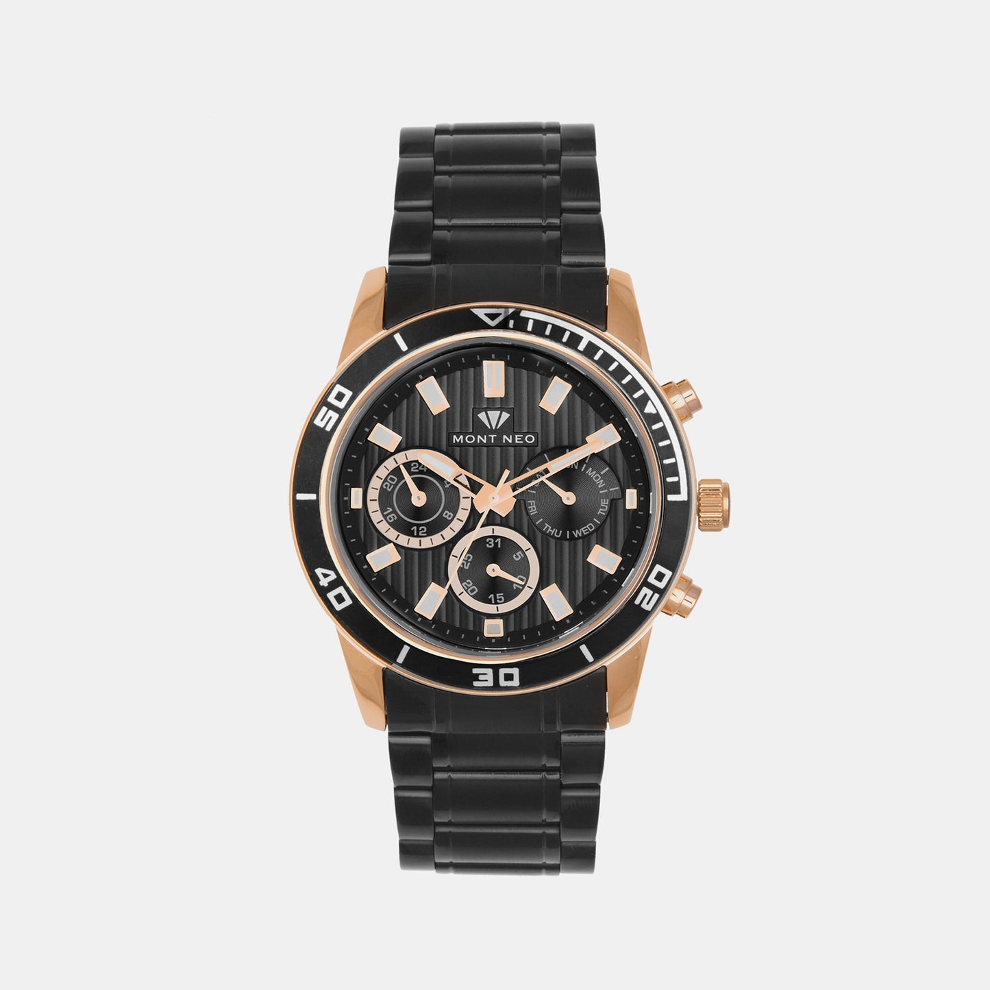 Men's Black Chronograph Stainless Steel Watch 1036C-M3404