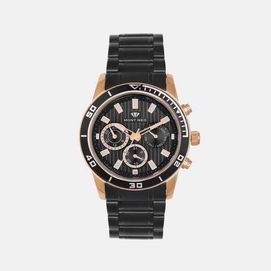 Men's Black Chronograph Stainless Steel Watch 1036C-M3404