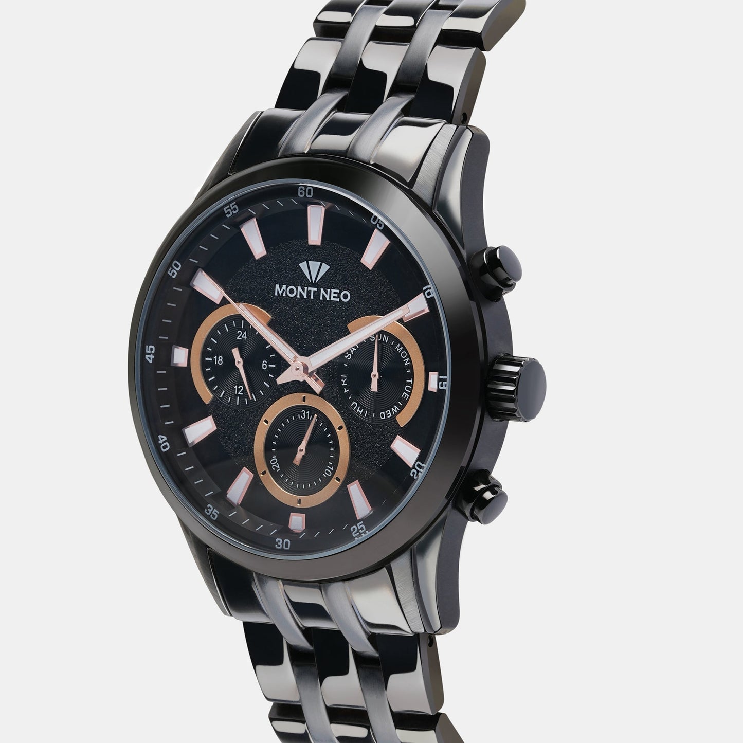 Men's Robust Black Chronograph Stainless Steel Watch 7008C-M4404