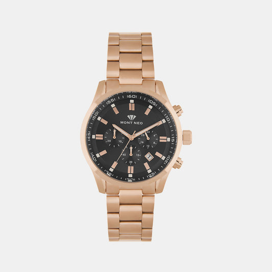 Men's Black Chronograph Stainless Steel Watch 1032C-M3304