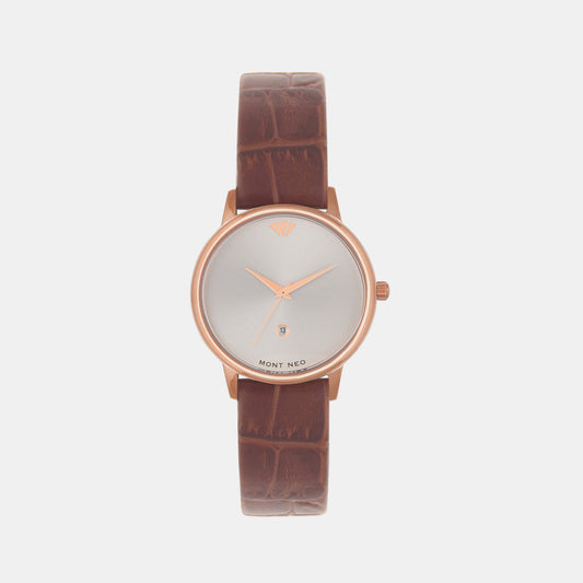 Women's Silver Analog Leather Watch L1034E-L3303