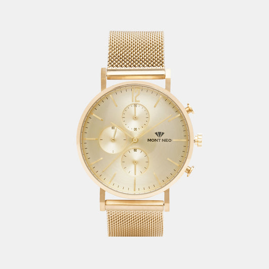 Men's Luxurious Gold Chronograph Stainless Steel Watch 7004M-B2208