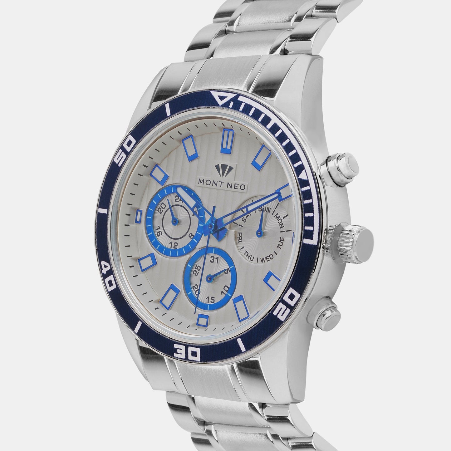 Men's Sophisticated Silver Chronograph Stainless Steel Watch 1036C-M1503