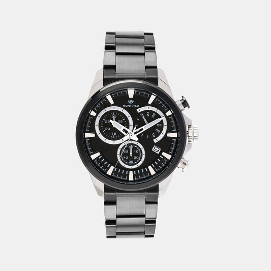 Men's Stylish Black Chronograph Stainless Steel Watch 7011M-M1404