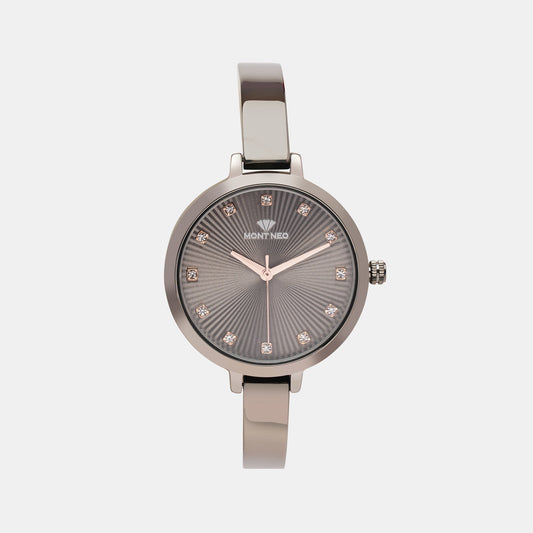 Women's Sophisticated Grey Analog Stainless Steel Watch 9004T-M8816