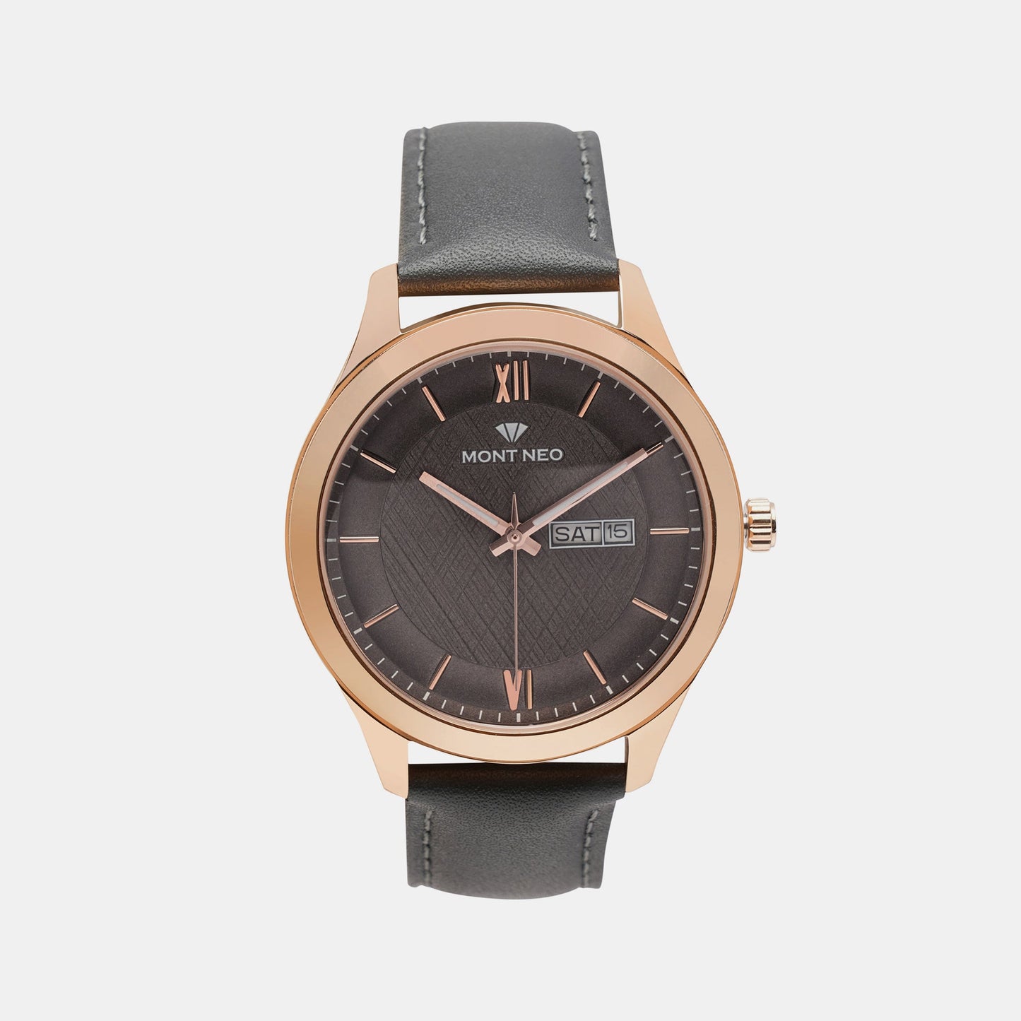 Men's Modern Grey Analog Leather Watch 8009D-L3315