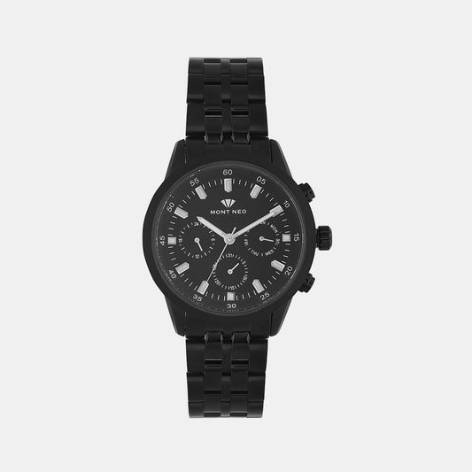 Men's Black Chronograph Stainless Steel Watch 1030M-M4404