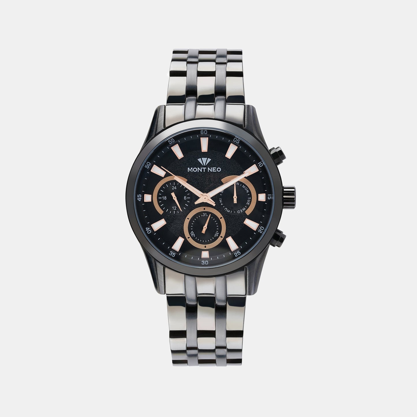 Men's Robust Black Chronograph Stainless Steel Watch 7008C-M4404