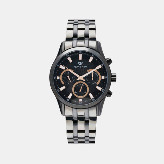 Men's Robust Black Chronograph Stainless Steel Watch 7008C-M4404
