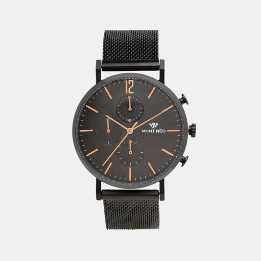 Men's Modern Black Chronograph Stainless Steel Watch 7004M-B4404