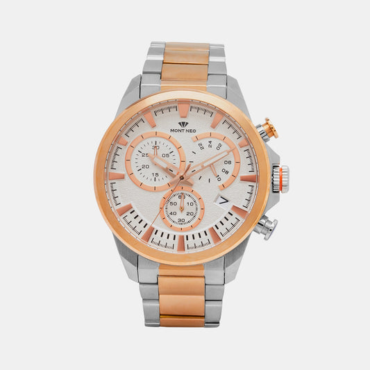 Men's Timeless White Chronograph  Stainless Steel Watch 7011M-M1303