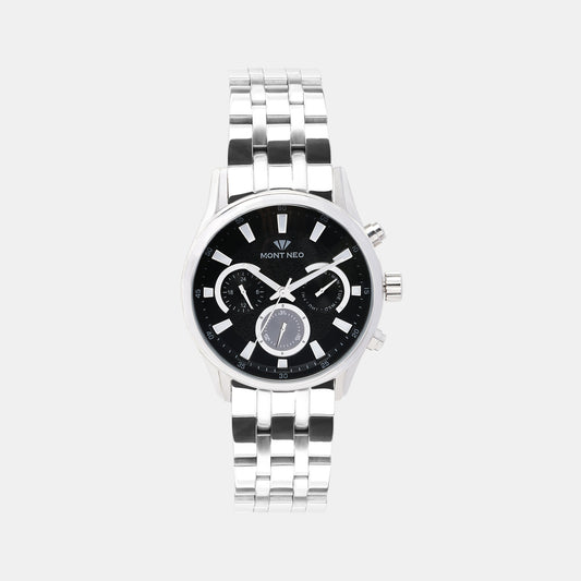 Men's Rugged Black Chronograph Stainless Steel Watch 7008C-M1104