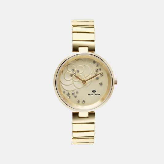 Women's Glamorous Gold Analog Stainless Steel Watch 7504B-M2208