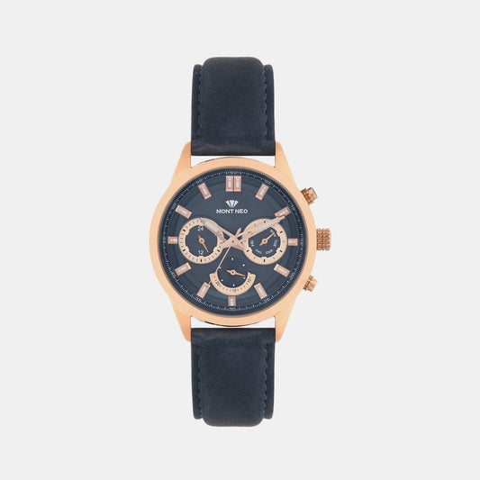 Men's Blue Chronograph Leather Watch 7007C-L3305-05