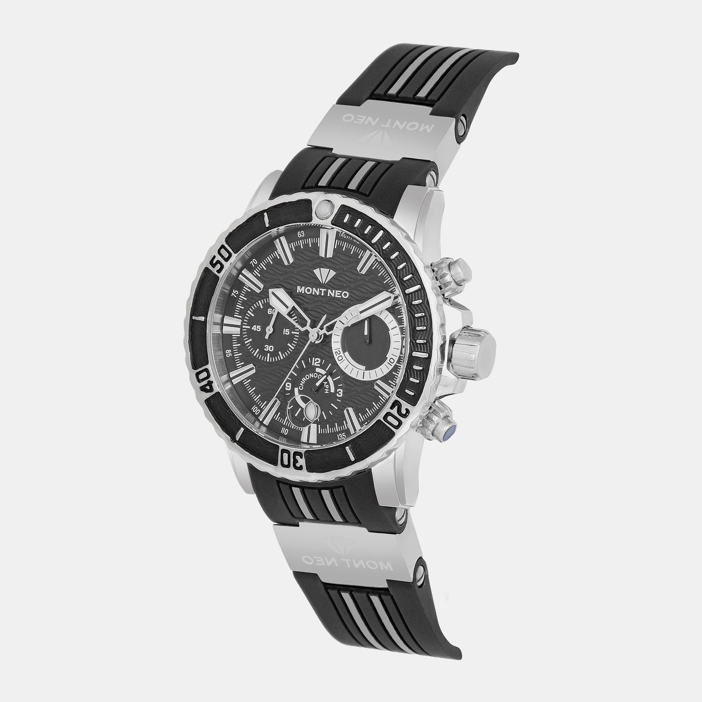 Men's Black Chronograph Pu Watch 3504C-P1404