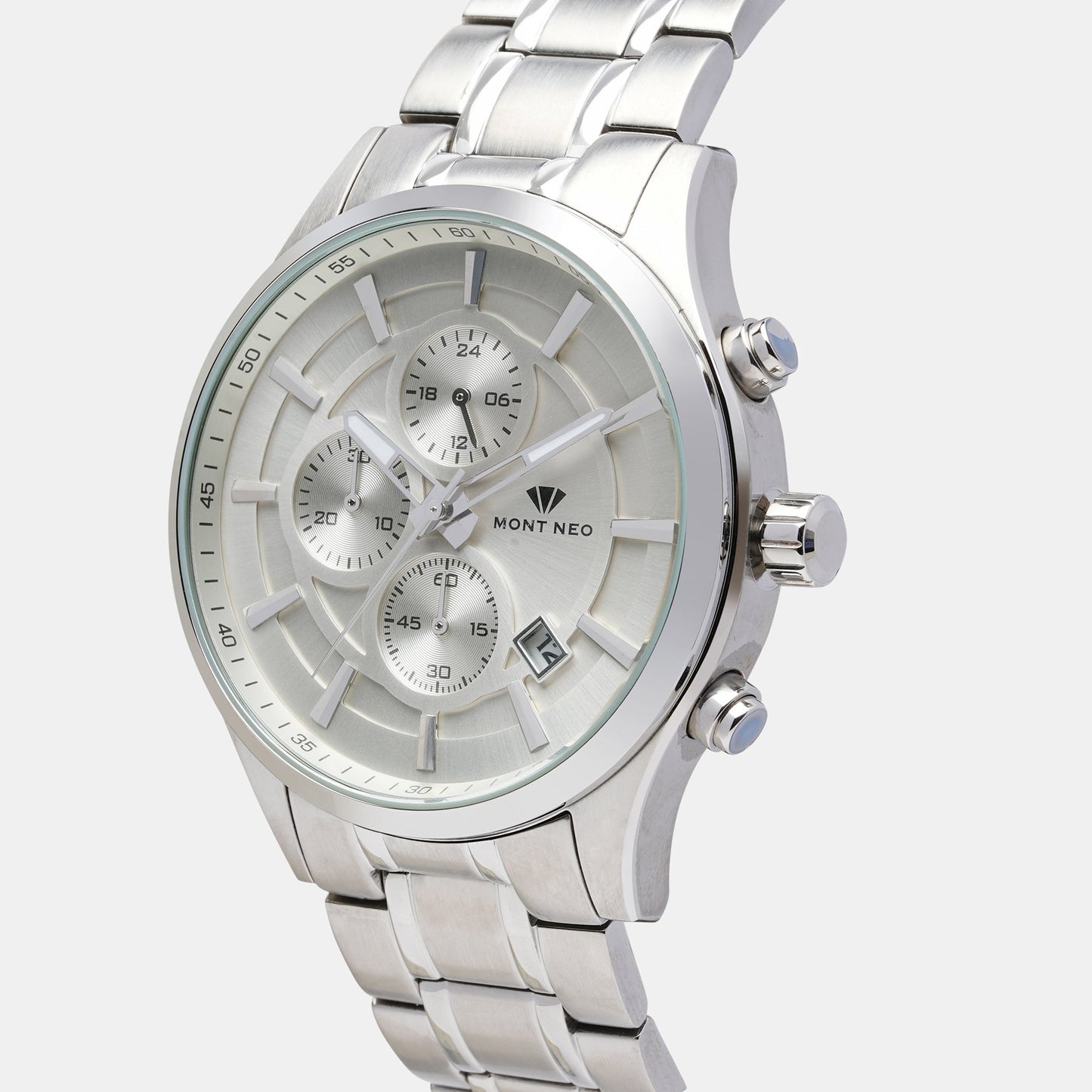 Men's Elegant Silver Chronograph Stainless Steel Watch 1020C-M1103